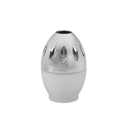 This egg-shaped lamp with white frosted glass is simple, yet elegant