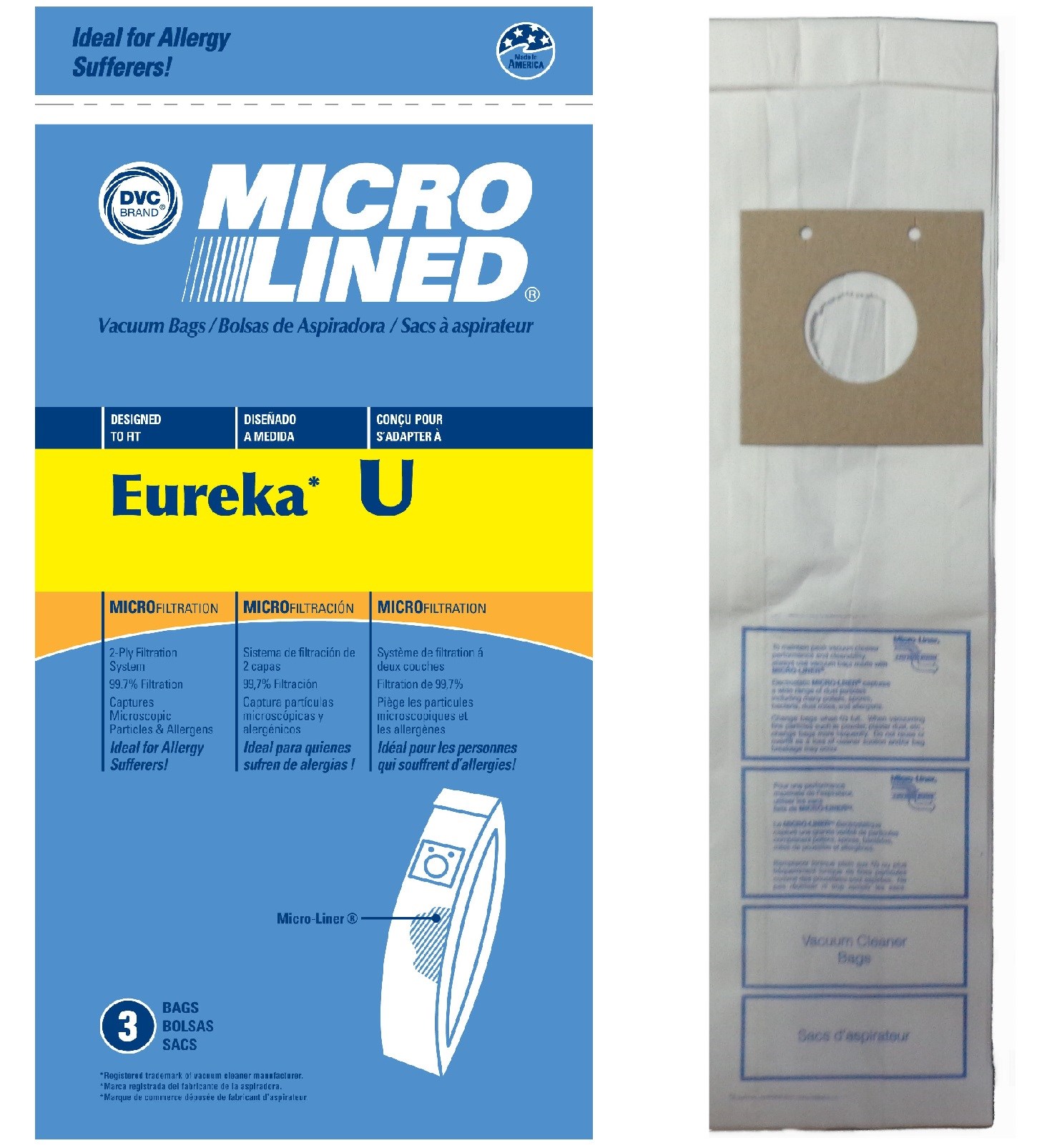 thumbnail image 2 of 4-Pack Eureka Style Micro Filtration Vacuum Bags - Compatible With Eureka & Sanitaire Uprights 2 of 11